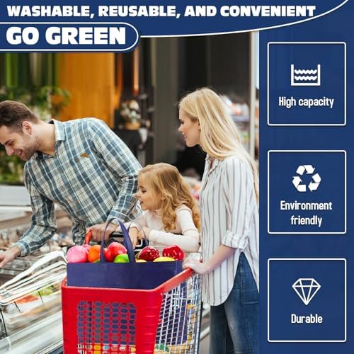 Windyun Reusable Grocery Bags Large Non Woven Shopping Bags with Handles Foldable Portable Tote, 16x6x12 Inch - Image 3