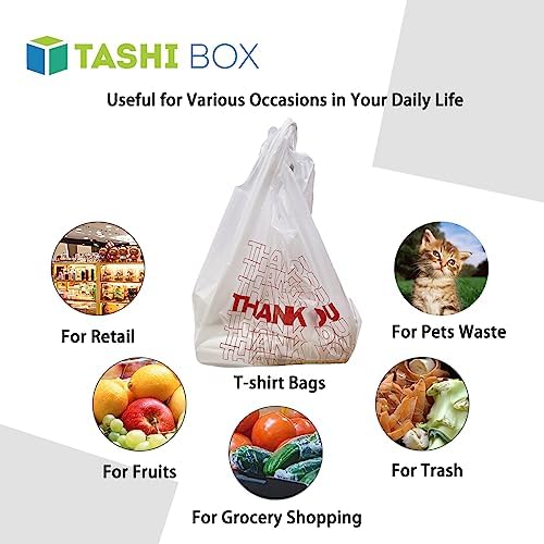 TashiBox Thank You Plastic Bags/T-shirt Bags, 350 Count - Image 6