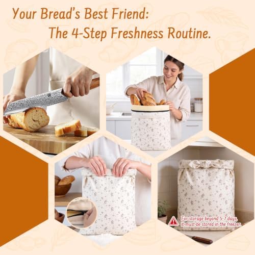 2-Pack Reusable Beeswax Bread Bags for Sourdough & HomemadeBread with Zipper, 16.5 x 13 inch bread bags for Food Storage - Image 5