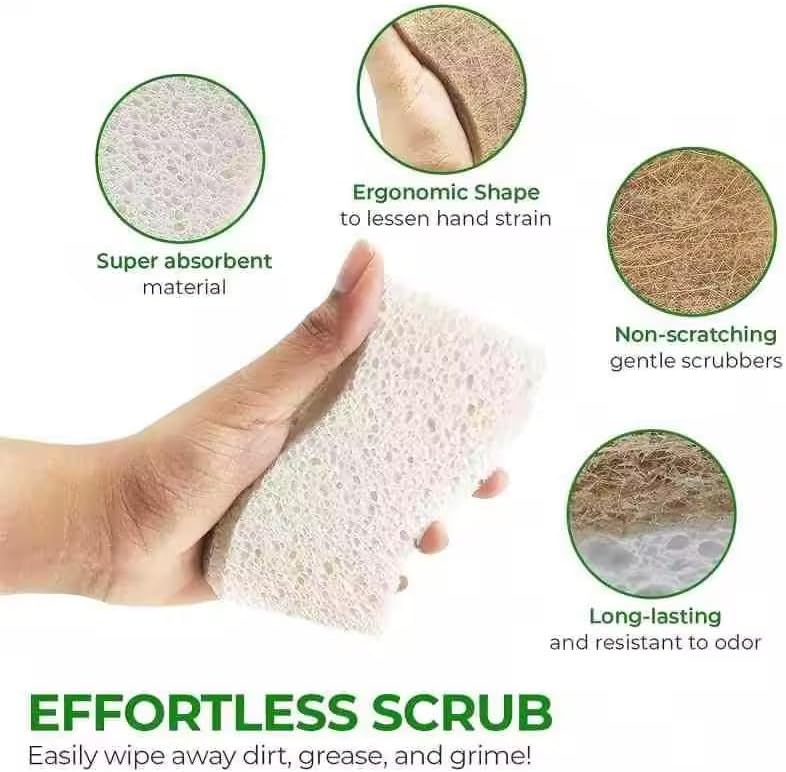 Kitchen Sponge, Plant-Based, Natural Coconut Fiber, 6 Pack - Image 7