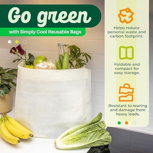 Simply Cool 200 Pack Reusable Grocery Bags, Medium Tote Bags Bulk, Cream - Image 3
