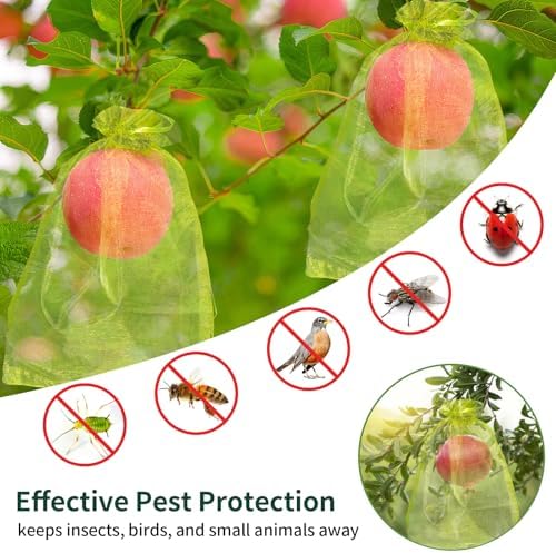 50 Pcs Fruit Protection Bags, 8×12 in Mesh Cover Nets for Tree, Green - Image 5