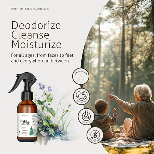 Wild & Pure Sensitive Skin Spray Body Wash (4oz) | Cleanser, Deodorizer, Moisturizer for Face, Hands, Body & Below the Belt | pH-Balanced, Microbiome-Friendly | EcoBalance Refillable Skincare - Image 2