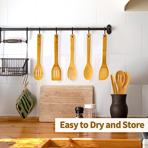 Eisinly 7-Piece Wooden Cooking Spoons, Natural Bamboo Utensil Set - Image 5