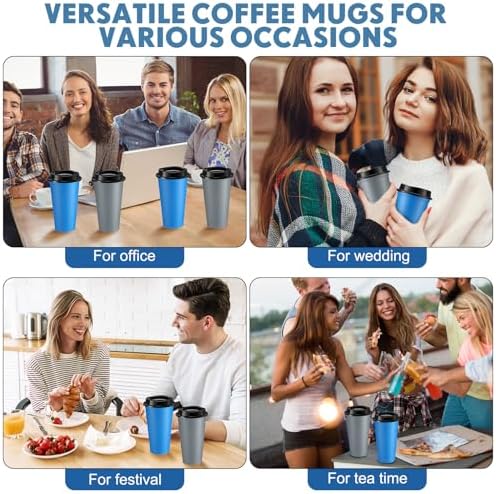 Honeydak 45 Pack 16 oz Reusable Coffee Cups with Lids Water Bottle Iced Coffee Travel Mug Reusable Portable Plastic Tea Tumblers Bulk for Hot and Cold Drinks Birthdays Party (Classic,Navy Blue, Gray) - Image 6