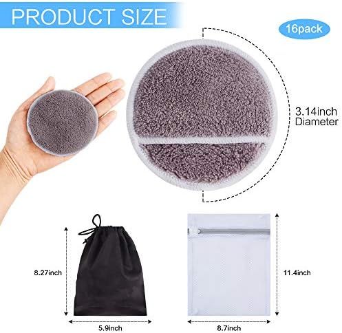 SUNLAND Reusable Makeup Remover Pads,Round 3.15inch,16 Pack,Darkpurple - Image 6