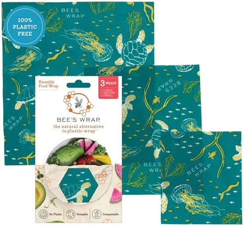 Bee's Wrap Beeswax Food Wraps, 3 Pack Assorted - Ocean by BeesWrap