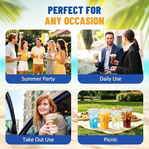 Qinsihwn 24 oz Clear Plastic Cups with Lid,25 Pack Disposable Iced Coffee Cups with Strawless Sip Lids,To Go Cups for Juices,Smoothies,Cold Drinks for Party,Event - Image 5