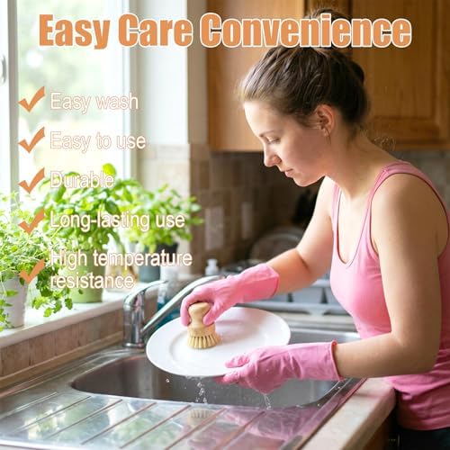 12 Packs Bamboo Scrub Brush for Dishes, 2 Pcs Natural Dish Brush with Sisal Bristles, Wooden Dish Scrubber for Pots, Pans & Vegetables, Eco-Friendly Kitchen Cleaning Tools - Image 3