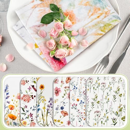 6 Pack Reusable Kitchen Cloths Cotton Towels, Wildflowers - Image 5
