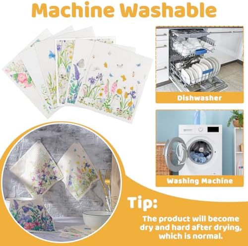 6 Pack Spring Floral Swedish Dishcloths for Kitchen, Absorbent Dish Cloths - Image 5