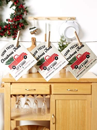 DII Swedish Dishcloths for Kitchen & Cleaning, Reusable, Machine Washable & Dishwasher Safe, Biodegradable, 7.75 x 6.75, Christmas Truck, 3 Piece - Image 6