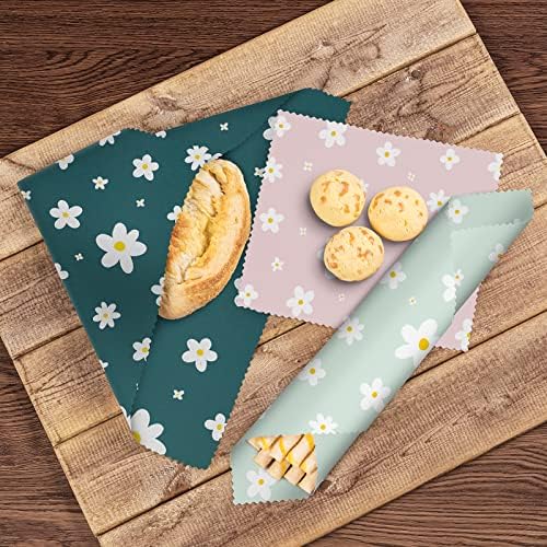 Akeeko Reusable Beeswax Food Wraps - Assorted 9 Packs, Reusable, Plastic-Free Food Storage, 5 Small, 2 Medium, 1 Large, 1 Extra Large Wraps with Boho Flowers Pattern - Image 4