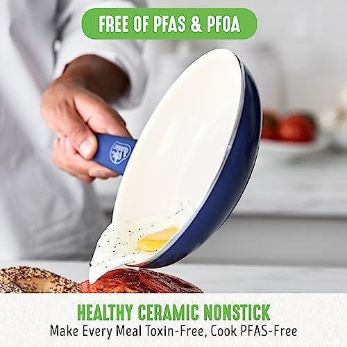 GreenLife Soft Grip 23 Piece Kitchen Cookware Pots and Frying Saucepans Set, Healthy Ceramic Nonstick PFAS and PFOA-Free, Dishwasher and Oven Safe, Even Heating, Easy Clean, Warp Control, Blue - Image 2