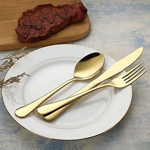 VANDBAO Camping Utensils Set, Portable Travel Utensils with Case for Fixing Tableware, Reusable Stainless Steel Stable Cutlery Set, Lunch Picnic Flatware Silverware (Gold Set) - Image 4