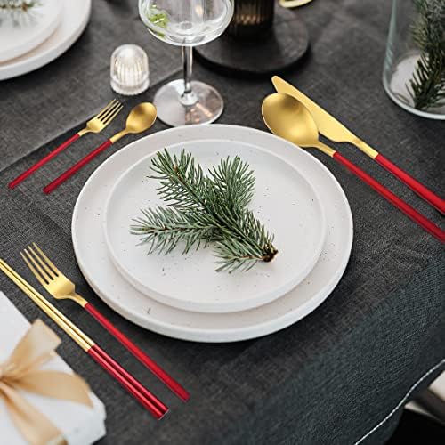 AARainbow 8 Pieces Stainless Steel Flatware Set Portable Reusable Cutlery Set Travel Utensils Set Including Chopsticks Knife Fork Spoon Straws Cleaning Brush Dishwasher Safe (B-Red Golden) - Image 6