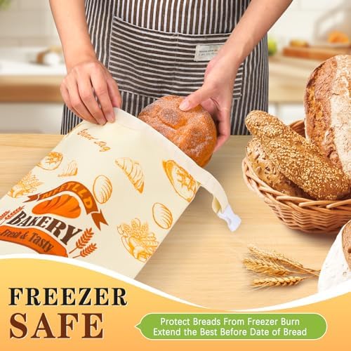 2 Packs Reusable Bread Bags for Homemade Bread, NFETLLD Homemade Sourdough Bags Storage Container Keep Loaf Fresh with Zipper & Clip Freezer Safe Extra Large 17x12 Inch - Image 4