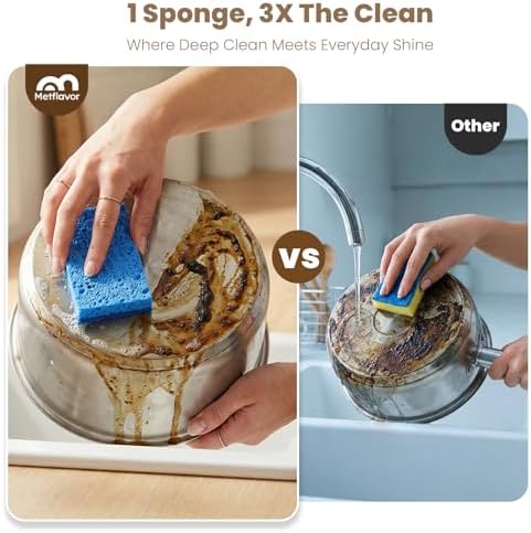 Metflavor Kitchen Sponges, 48 Count, Dual-Sided Non-Scratch Scrub Sponge - Image 2