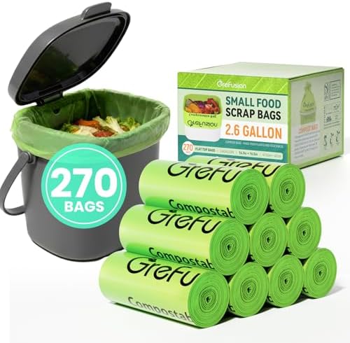 GreFusion Compostable Trash Bags, Small 2.6 Gallon, 270 Count, 0.72 Mils Thick, Eco Friendly, ASTM D6400 & BPI Certified, Composts Food Scraps, No Leaks - Image 3