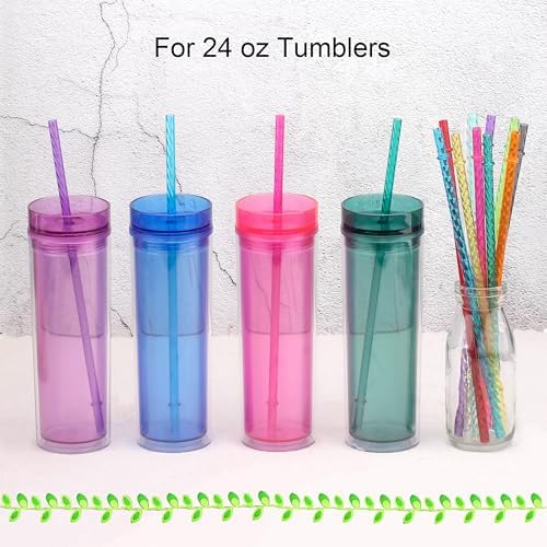 Dakoufish 11 Inch Reusable Clear Plastic Swirl Drinking Straws for 24 oz & 30 oz Jars/Tumblers,Set of 12 Pcs Replacement Straws with Cleaning Brush (11inch,12color) - Image 4