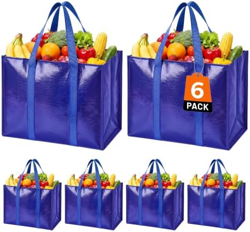 Reusable Grocery Bags, Waterproof & Foldable Shopping Bags Stand Upright by WiseLife