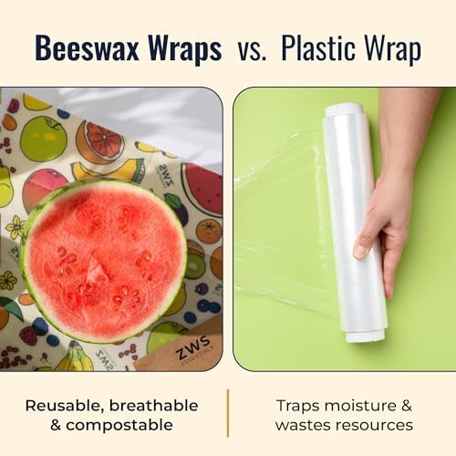 Beeswax Wraps, Reusable Cotton Food Storage Set for Kitchen, Lunch, Bread, Snacks, Bowls. Eco-Friendly Plastic-Free Alternative. 3-Pack Assorted - Fruits by Zero Waste Store - Image 5