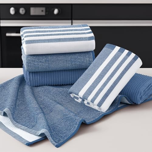 Homaxy Cotton 380 GSM Premium Kitchen Towels, 18"x 28", 12 Pack, Navy Blue - Image 5