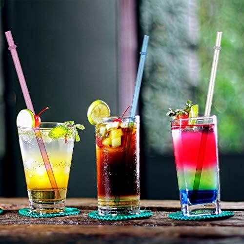 50 Pcs Reusable Glitter Straws 9 in 6 Colors Clear Plastic Drinking Straw - Image 5