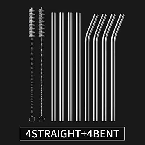 HeykirHome 8-Pack Reusable Glass Straw,Size 8.5''x10 MM,Including 4 Straight and 4 Bent with 2 Cleaning Brush- Perfect For Smoothies, Tea, Juice - Image 2
