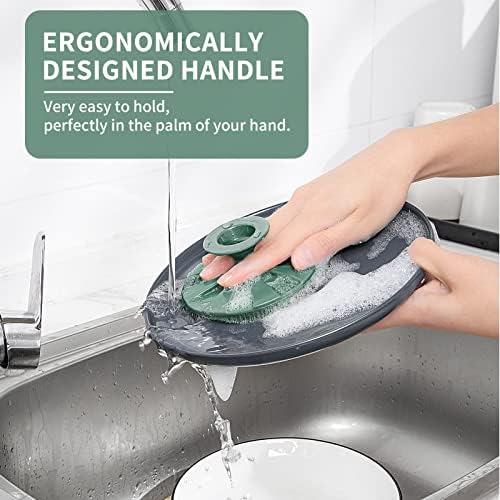 Silicone Dish Scrubber, Non-Scratch Scrub Spong for Washing Dish, Pot, Pan - Image 2