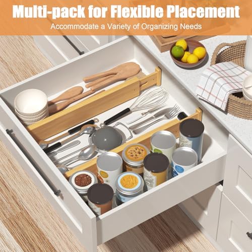Bamboo Drawer Dividers, Adjustable Drawer Organizers, Fits 17.6–21" Drawers - Image 2