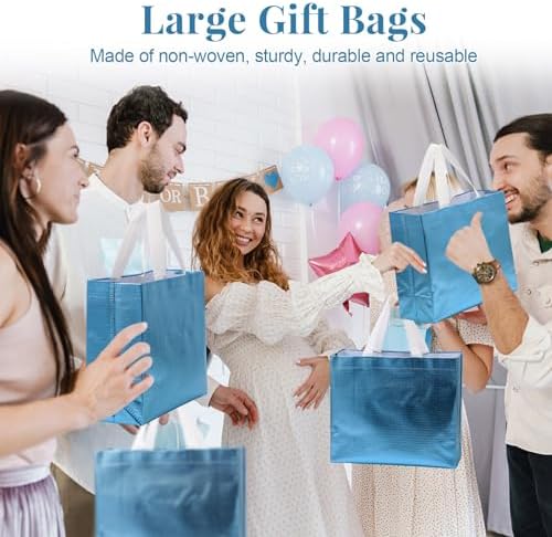 Eccliy 80 Pcs Reusable Gift Bags, Large, Lake Blue - Image 4