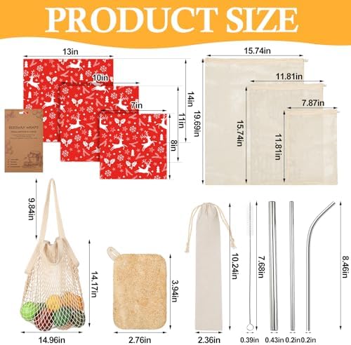 Remerry 13 Pcs Non Plastic Products Beeswax Wraps Waste Gift Set - Image 2
