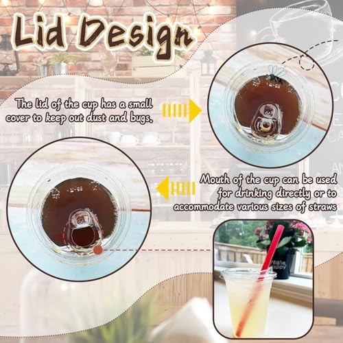 Qinsihwn 16 Oz Plastic Clear Cups with Strawless-Sip-Lids,25 Sets Plastic Cups with Sip Through Lids,Disposable Iced Coffee Cups for Milkshake,Smoothie,Cold Drinks - Image 4