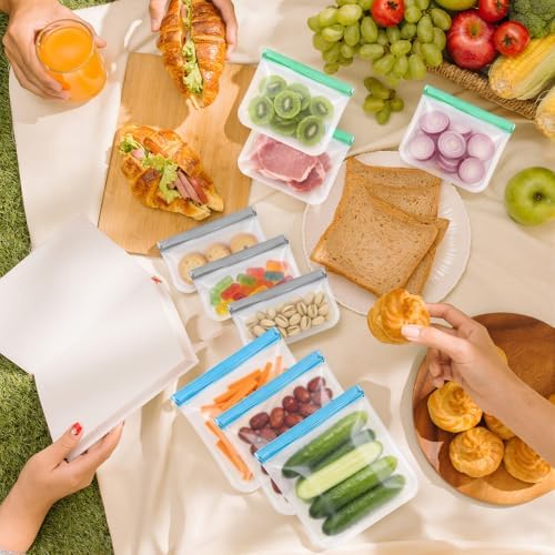 6Pack Gallon Freezer Bags, 11" x 10.6" Reusable Silicone Food Storage Bags - Leakproof, Lock Bags for Microwave, Dishwashe, Airtight Storage Bags for Lunch Container Organization - Image 4