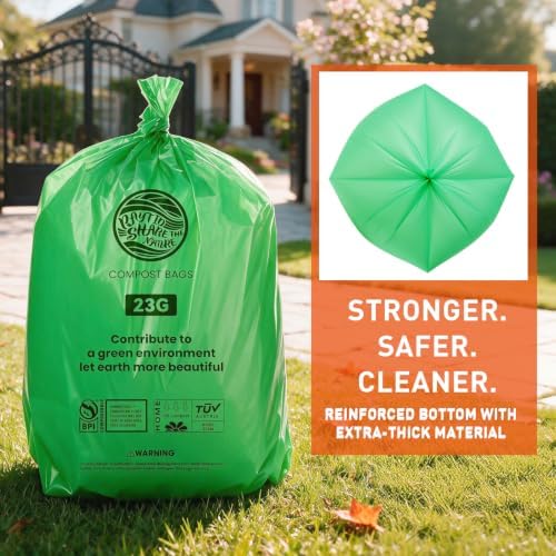 Compostable Trash Bags 23 gallon Large Garbage Bags,20 Count, Fits13-25 gallon trash can, Extra Strong and Durable,Compostable Lawn & Leaf Yard Waste bags,ASTM D6400,Bpi &OK compost HOME certified - Image 5