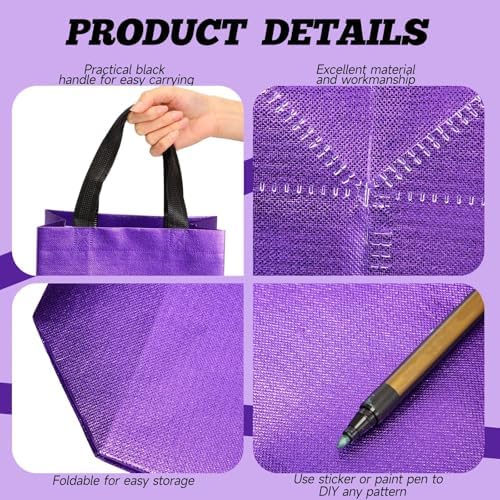 Eccliy 80 Pcs Reusable Gift Bags, Medium, Purple with Black Handles - Image 5
