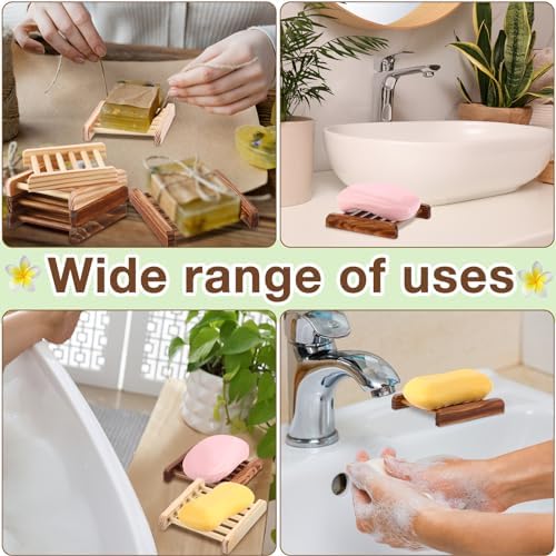 Amyhill 50 Pcs Bamboo Soap Dish Bulk Soap Holder Draining, Charcoal Color - Image 5