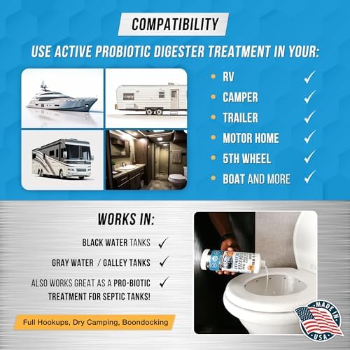 RV Black Tank Treatment Toilet Chemicals - 16 Treatments Waste Digester for Holding Tank, Gray Water Tank in RVs, Campers & Boat - Camper Toilet Sensor Cleaner, Sewer Deodorizer, 32oz - Made in USA - Image 4