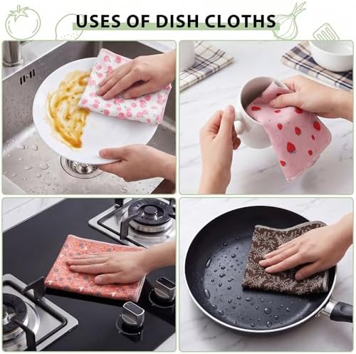 25 Pack Reusable Paper Towels, Washable Cotton Flannel Cleaning Cloths - Image 5