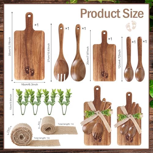 Housewarming Gift Set New Home Gifts for Friends Acacia Wooden Kitchen Charcuterie Boards with Salad Spoons and Spatulas—Floral Design for New Home Kitchen Decor - Image 2