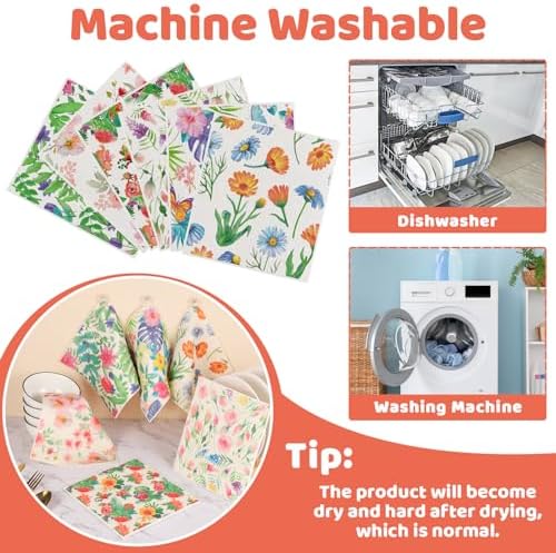 Needbrock 6 Pack Spring Floral Swedish Dishcloths for Kitchen, Swedish Rag - Image 4
