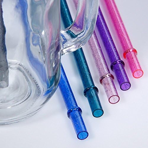 Dakoufish BPA-Free 12 Piece 9 Inch Reusable Clear Plastic Glitter Sparkle Drinking Straw Plus one Cleaning Brush (Clear,9inch) - Image 4
