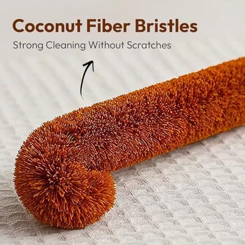 Eco-Friendly Kitchen Cleaning Brush (Twin Pack) - Wood Dish Brush with Coconut Fiber Bristles & Wooden Handle. Kitchen Brush for Bottles, Jars, Mugs, Glassware, and Cup Brush Cleaner - Image 2