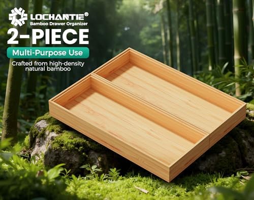 Long Bamboo Kitchen Drawer Organizer Boxes 17" x 6" Wood Pantry Organizers - Image 5
