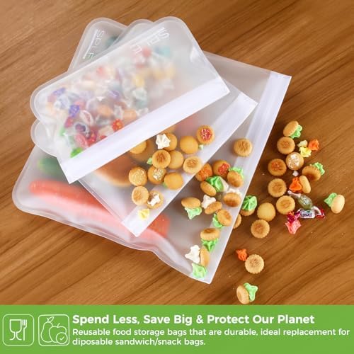 SPLF 6 Pack Dishwasher Safe Reusable Gallon Freezer Bags, White - Image 6