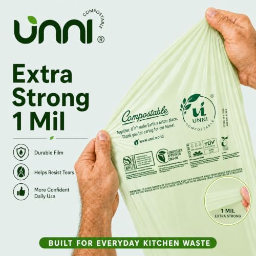 UNNI 20-23 Gallon Compostable Bags, 30 Count, 87 Liter, Extra Thick 1.0 Mil - Image 5