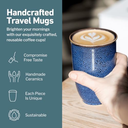 NOVA CERAMICS Travel Mug - Ceramic Travel Mug With Lid – Travel Coffee Mug Unique To Go Coffee Cup – Microwave & Dishwasher Safe Coffee Tumbler - Gifts For Women Men Him Her – 12oz - Abyss - Image 2