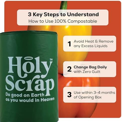 Medium Compostable Trash Bags - 6-8 Gallon, 100 Pack | Odorless, Plastic-Free & Decomposing Kitchen, Bathroom & Countertop Garbage Bag & Liners | Thick Bin Bags for Green & Food Waste - Image 4