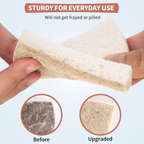 Natural Dish Sponge 48 Pack, Non-Scratch Scrub Sponge, Eco Multipurpose Kitchen Sisal Fiber Cellulose Sponge, Odor-Less Dual-Sided for Dish Washing & Household Cleaning - Image 4